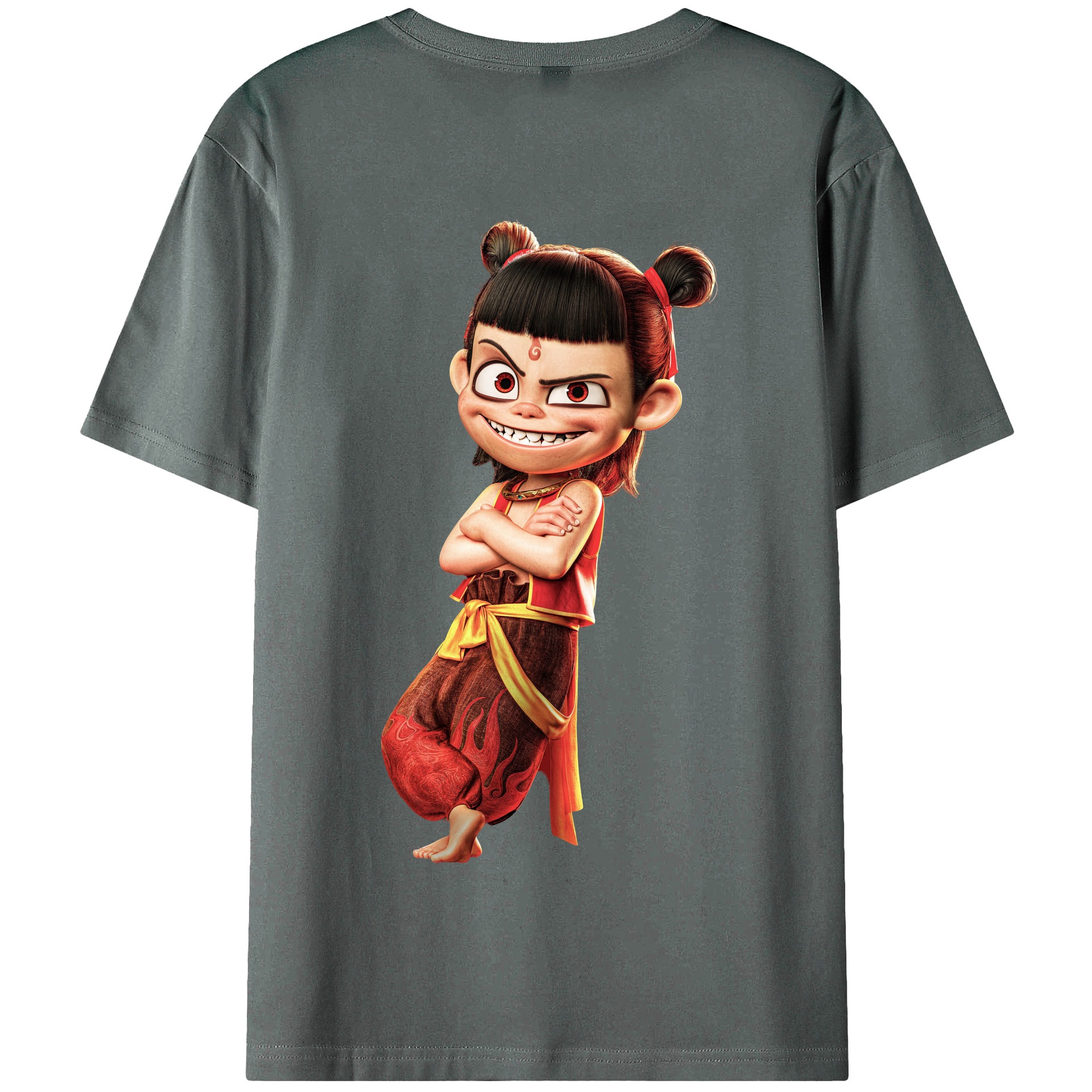 （画像用） Ne Zha 2 ナタ 魔童の大暴れ 綿100％半袖Tシャツ（背面プリント）